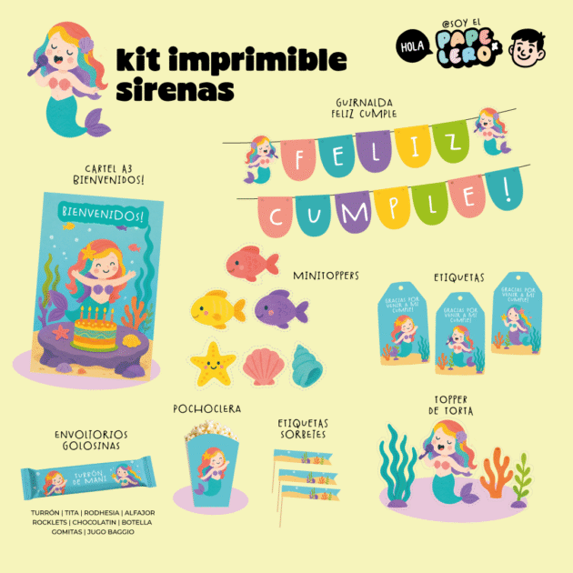 Kit Cumple Imprimible Sirenas