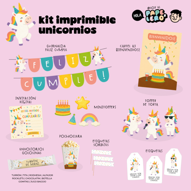 Kit Cumple Imprimible Unicornio