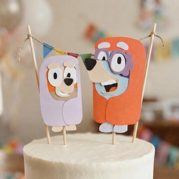 Topper de Torta Bluey y Bingo Abuelitas