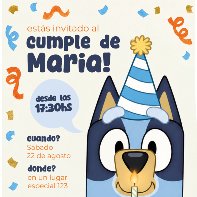 Tarjeta Digital Cumple Bluey